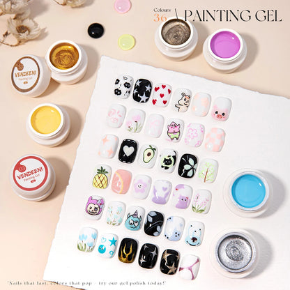 Vendeeni 36 Colors/set DIY Painting UV Gel Graffiti Drawing Nail Art Design Gel Nail Polish With Color Card TPO/HEMA FREE