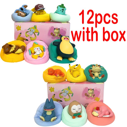 Anime Pok é mon blind box Model Figure 1-12 pcs Pikachu sleep Series Interior Hand Sleeping Position Toys Gift for sfriends