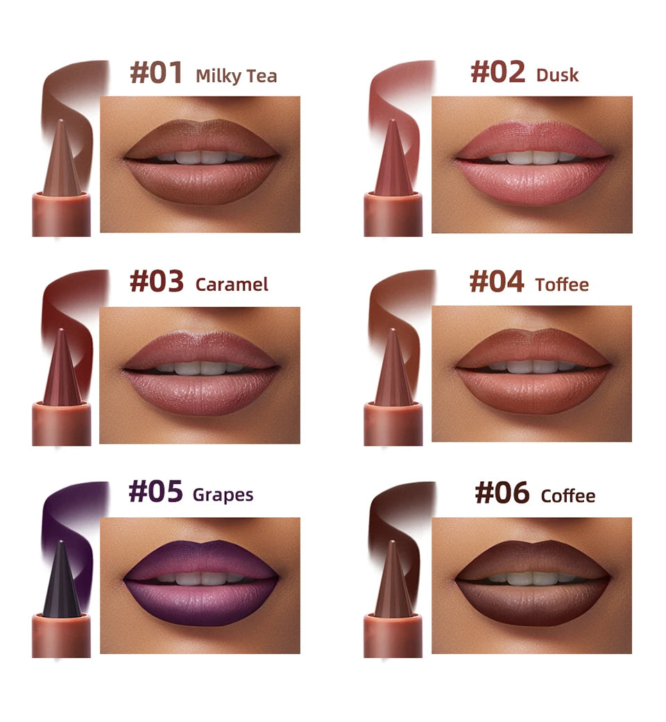 Lakerain Lip Liner Matte Black Brown Velvet Lipstick Waterproof Non Sticky Contouring Tint Lipliner Crayon Lip Makeup