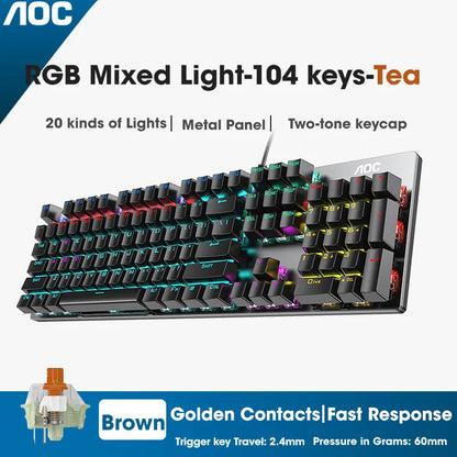 GK410 Professional Mechanical Keyboard: Metal Panel & RGB Backlit Gaming Edition