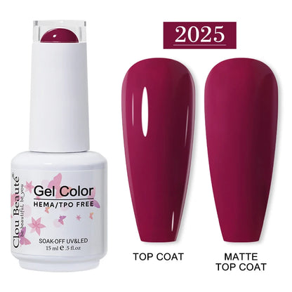 Clou Beaute 15ml Red Color Gel Polish Vernis Semi Permanent UV Varnish Gel Nail Polish Hema TPO Free Nails Art Manicure TOP BASE