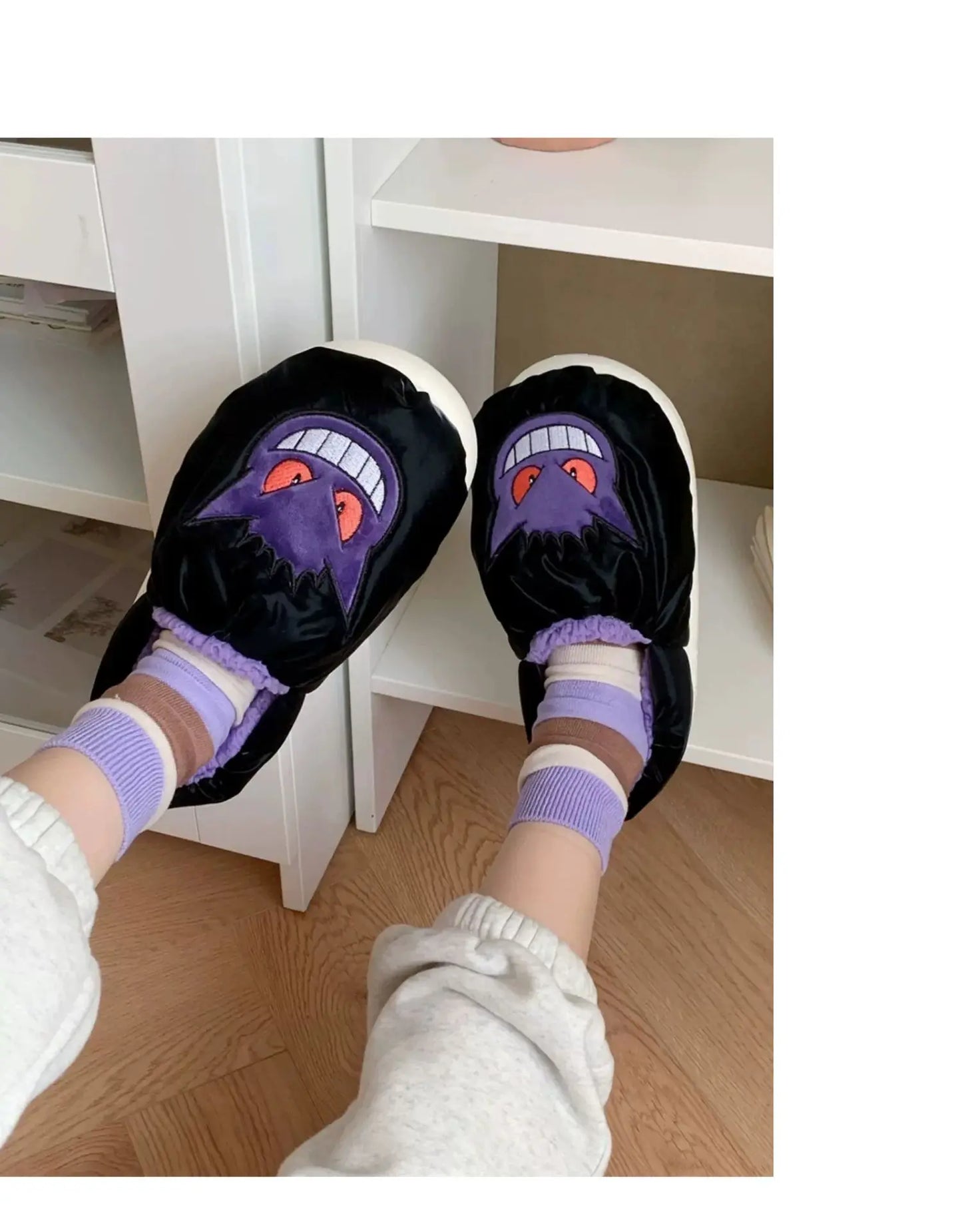 Pokemon Anime Couple Slippers Cute Pikachu Eevee Cartoon Cotton Home Shoes for Men And Women with Velvet Insulation Winter Gifts