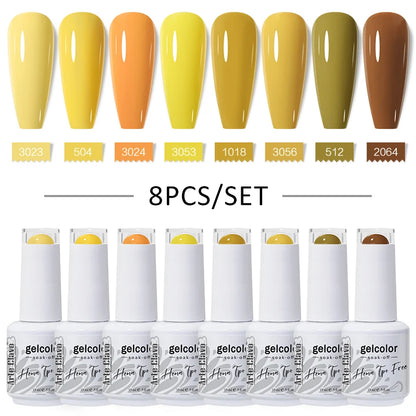 Arte Clavo 8Pcs/Set Gel Nail Polish Set 15ml Colorful Semi Permanent For Manicure Varnish Soak Off UV LED Nail Art Gel Kits