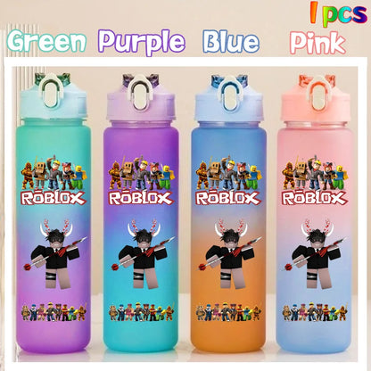 Roblox Anime Cartoon Straw Drink Bottle 750ml Gradient Color Water Cup Game Student Daily Necessities Gourde Boy Holiday Gift
