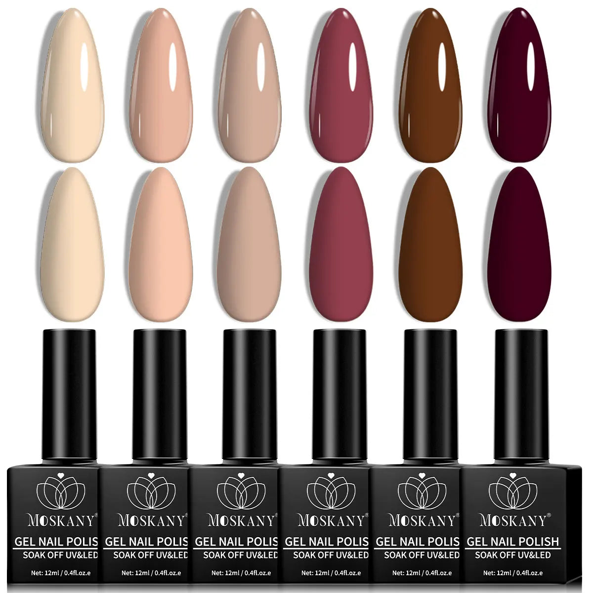 MOSKANY 12ML Nail UV Gel Polish Set Pink Red Manicure 6 Color Soak Off Semi Permanent UV Gel Polish Varnish Kit Nails Supplies