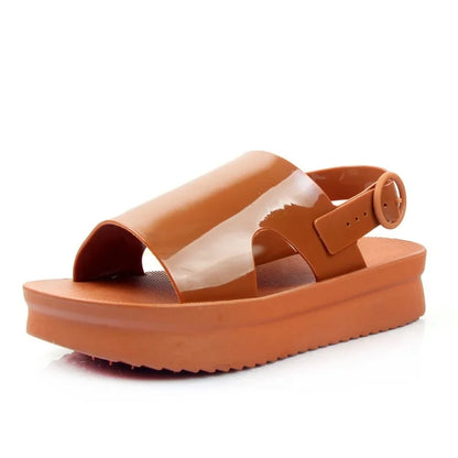 Korean Style Summer Roma Sandals With Thick Bottom And Soft Sole Simple Mom Shoes Jelly Beach Slippers Casual Women's Shoes