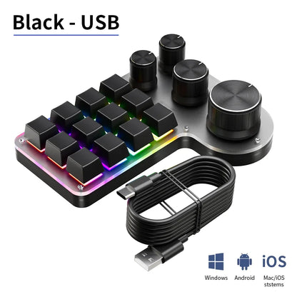 12-Key RGB Macro Mechanical Keypad with 4 Knobs