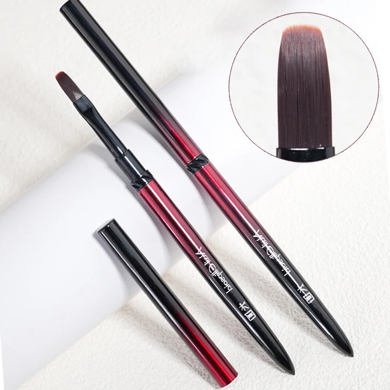 Nail Art Brush Metal Handle Phototherapy Acrylic UV Gel Brush Nails Extension Builder Painting Drawing Pen DIY Manicure Tools