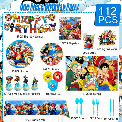 One Piece Birthday Party Supplies Set – 112pcs 🎉🏴‍☠️