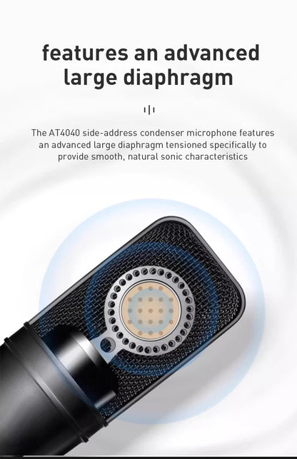 Hot Sale  AT4040 Large Diaphragm Condenser Microphone for Professional Studio Recording with High Sensitivity