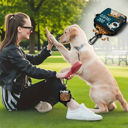 1pc Dog Print Dog Treat Bag with Hook and Zipper Pet Training Set Puppy Pet Training Walking Bag Dog Training Accessories