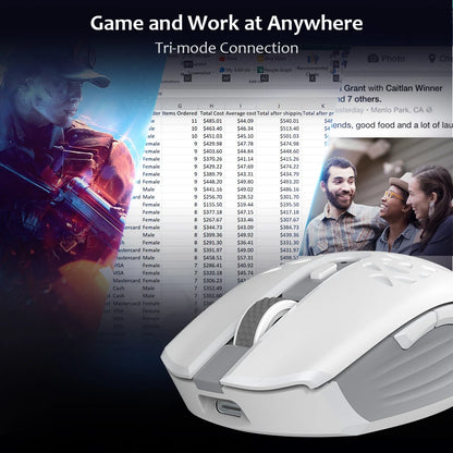 Delux M820DC PAW3335 Wired + Wireless + Bluetooth Gaming Mouse 80 Million Clicks 16000 DPI RGB Rechargeable Mice For Computers