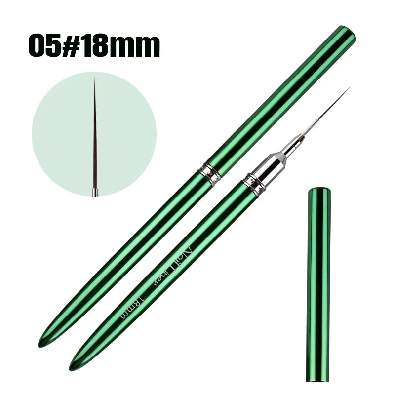Nail Art Brush Metal Handle Phototherapy Acrylic UV Gel Brush Nails Extension Builder Painting Drawing Pen DIY Manicure Tools