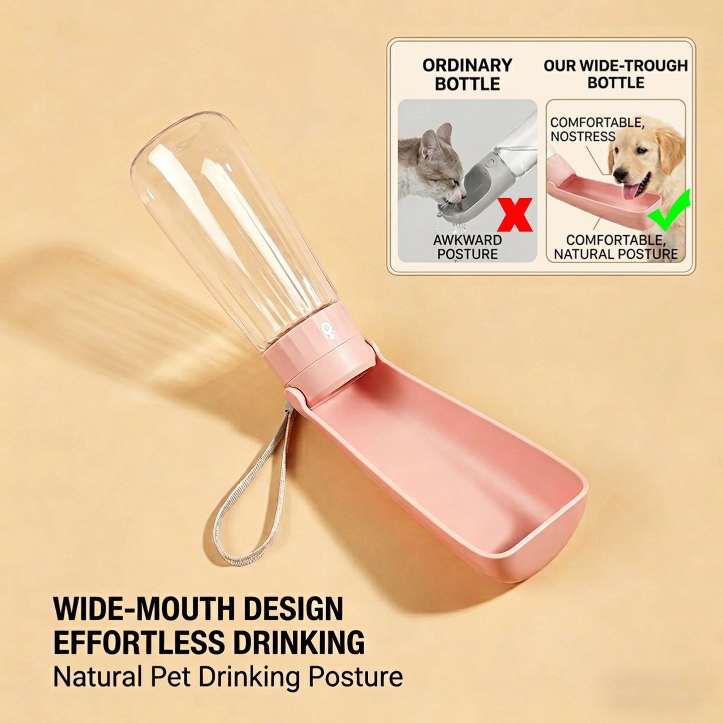 Portable Dog Water Bottle Foldable Pet Water Dispenser for Small Large Dogs Cat Leakproof Puppy Drinking Bowl for Outdoor Hiking