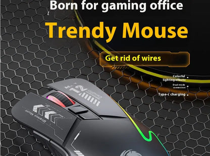 Mechanical Gear Wireless Bluetooth Dual-mode Silent E-sports Gaming Mouse with Type-C Charging