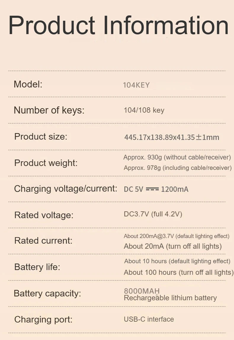 AULA F108 PRO/F108 Mechanical Keyboard Custom 100% Layout RGB Backlight Wireless Bluetooth Hifi Switch Gaming Keyboard
