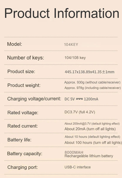 AULA F108 PRO/F108 Mechanical Keyboard Custom 100% Layout RGB Backlight Wireless Bluetooth Hifi Switch Gaming Keyboard