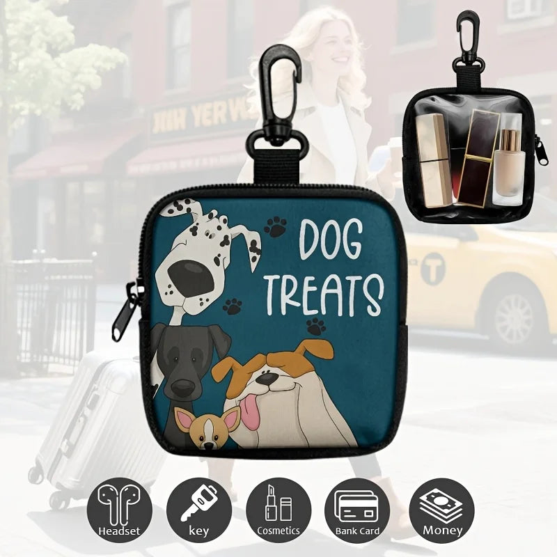 1pc Dog Print Dog Treat Bag with Hook and Zipper Pet Training Set Puppy Pet Training Walking Bag Dog Training Accessories