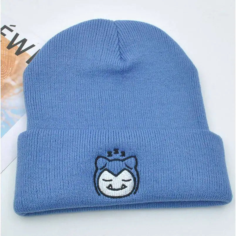 Pokemon Snorlax Ditto Psyduck Beanies Women Winter Warm Hat Anime Solid Color Funny Embroidery Cap For Men Knitted Bonnet Unisex