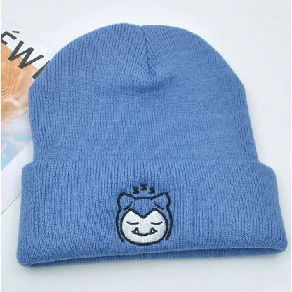 Pokemon Snorlax Ditto Psyduck Beanies Women Winter Warm Hat Anime Solid Color Funny Embroidery Cap For Men Knitted Bonnet Unisex