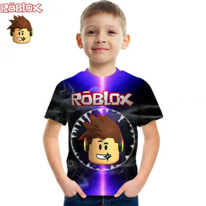 Roblox Children Summer Gamer T-shirt Boys Clothes Girls Anime Short Sleeve