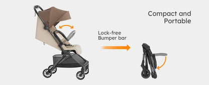 MAMAZING Ultra Air X Lightweight Travel Stroller 9.9lbs Carbon Fiber with UPF50+ Waterproof Fabric (BROWN)