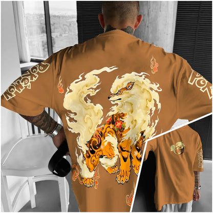 Bandai Pokémon World Harajuku Style Oversized Anime Print Adult Kids T-Shirts Summer Quick-dry Comfy Casual Light Plus Size