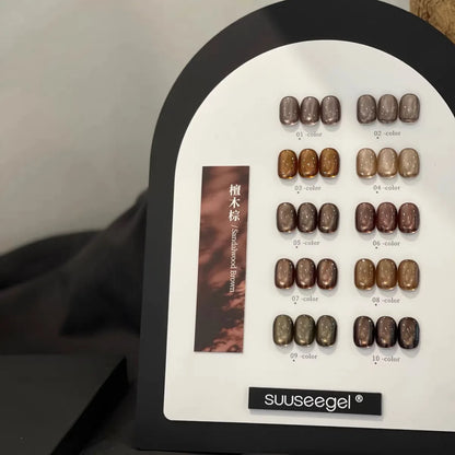 SUUSEEGEL 2025 Autumn Winter Collection 10 Colors Brown Moonlight Cat Eye Gel Set HEMA-free TPO-free Non-toxic Uv Gel Wholesale