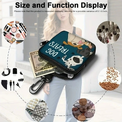1pc Dog Print Dog Treat Bag with Hook and Zipper Pet Training Set Puppy Pet Training Walking Bag Dog Training Accessories