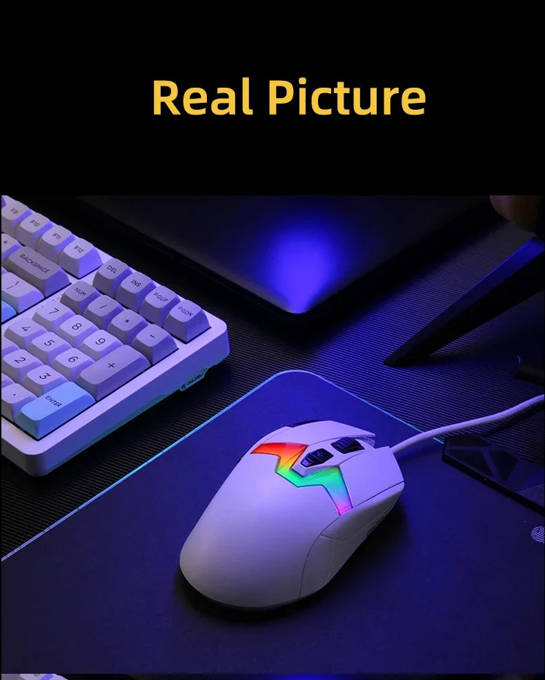 DAREU A980 Wired Gaming Mouse 8KHz 26000 DPI PAW3395 RGB Optical Sensor Ergonomic Programmable Mice for PC Laptop Gamer