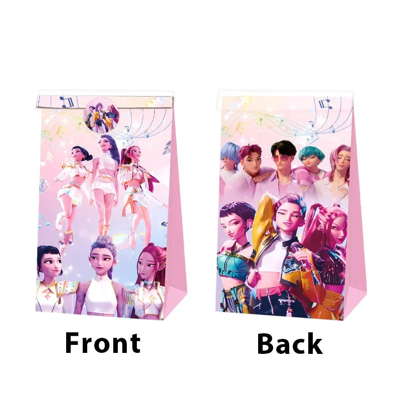 Hunters K-Pop Idol Party Favor Bags: 12-Piece Sealable Gift Bag Set with Stickers