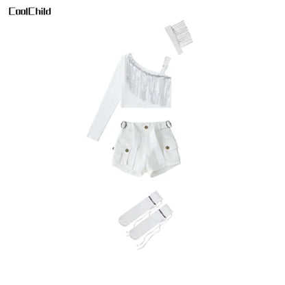 Hip Hop Girls K-pop Elegant Crop Top Shorts Street Dance Cargo Pants Kids Streetwear Child Jazz Costumes Girl Group Clothes Sets