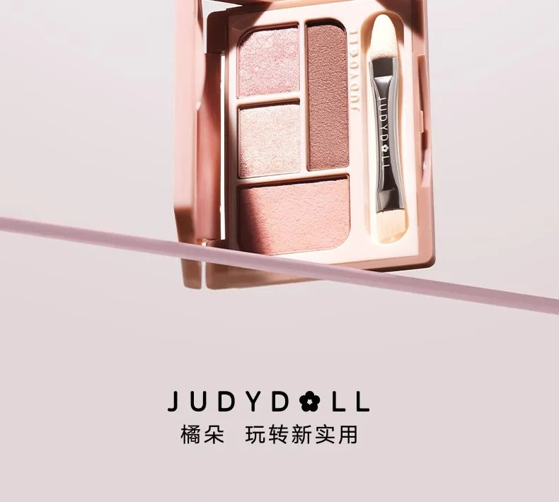 Judydoll 4 Colors Eyeshadow Palette Blush Eyeliner Eye Shadow Highlight Contour Palette Silkworm Plate Face Brighten Makeup