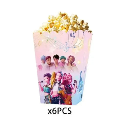 K-Pop Hunters "Idol Snack" Party Set: Candy Boxes, Popcorn Buckets & Food Trays