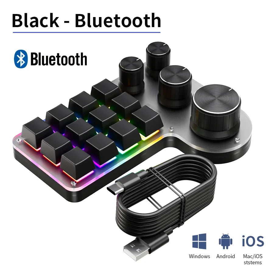 12-Key RGB Macro Mechanical Keypad with 4 Knobs