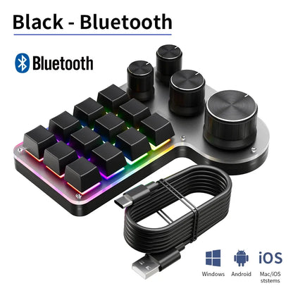 12-Key RGB Macro Mechanical Keypad with 4 Knobs