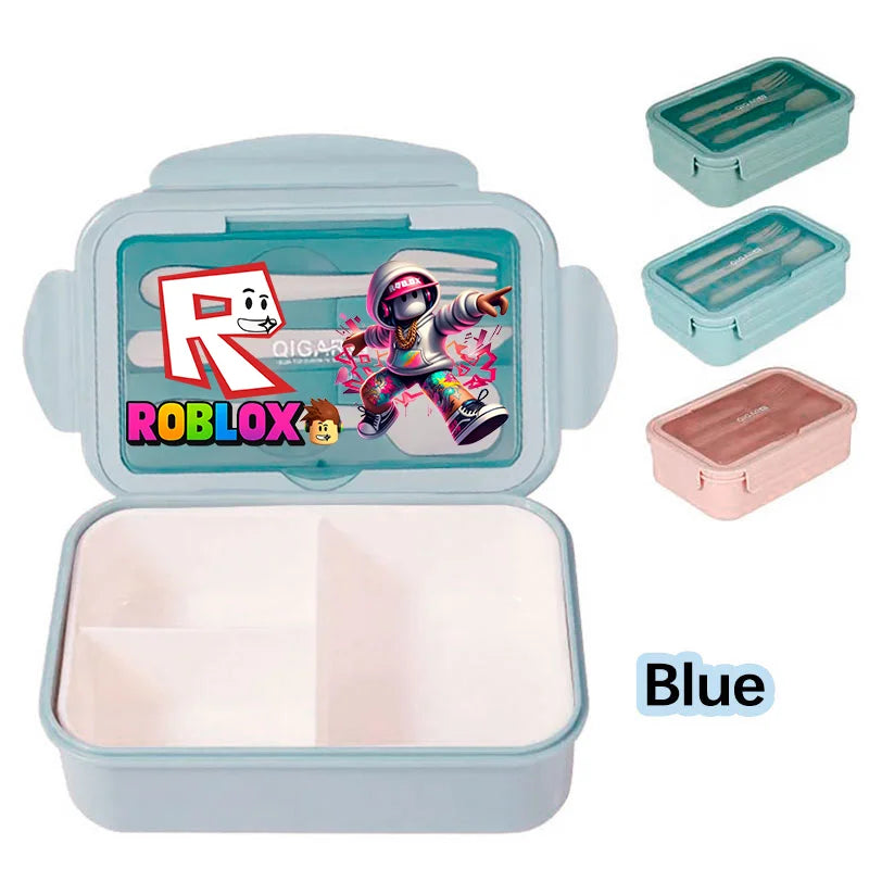 Game Roblox Student Portable Fruit Food Preservation Box Lunch Box with Tableware That Can Be Microwave Heated