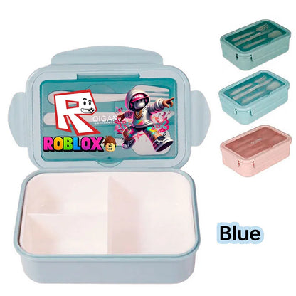 Game Roblox Student Portable Fruit Food Preservation Box Lunch Box with Tableware That Can Be Microwave Heated