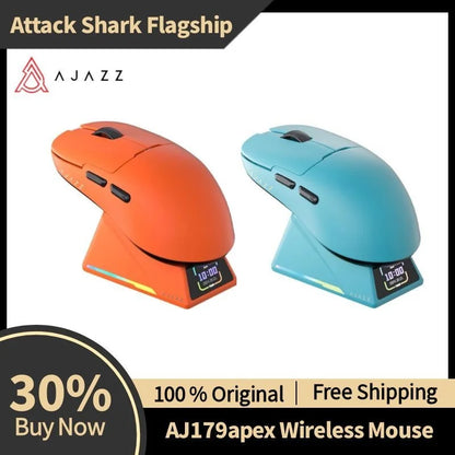 Ajazz AJ179 Apex AJ179PRO 8kHZ Wireless  Gaming Mouse PAW3950 Sensor 30000DPIR GB Charging Dock Macro Defines The Wired Mouse