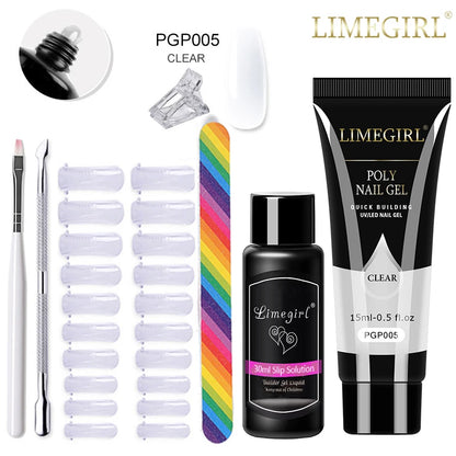 LIMEGIRL Set Poly Nail Gel for Extension Gel Set Manicure Acryl Gel Varnish Set 15ML Acrylic Liquid Nail Art Nail Kit UV Gel Kit