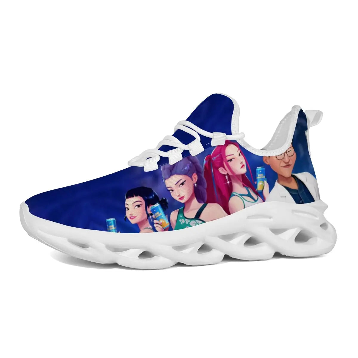 Children's Parent-child Shoes for Spring Cartoon Character Print Lightweight Sneakers Breathable Flat Heel Lace-up Casual Shoes