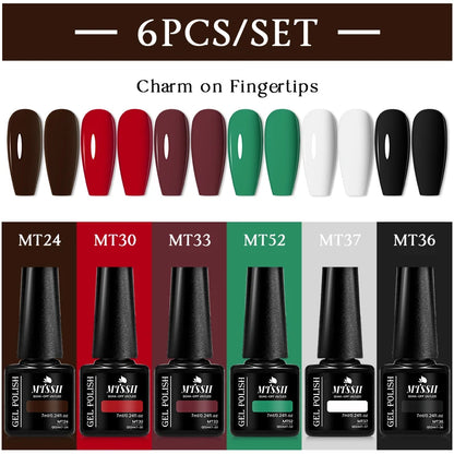 MTSSII 6Pcs/Set Colorful Gel Nail Polish Set for Nails Semi Permanent UV Gel LED Nail Art Varnish Kit for Manicure Nail Supplies