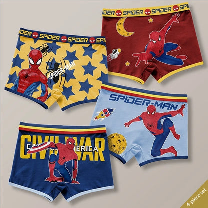 4-Piece Set Pikachu Boys' Underwear Pure Cotton Children'S Flat Corner Pants Summer Thin Spring Cartoon Cute Shorts