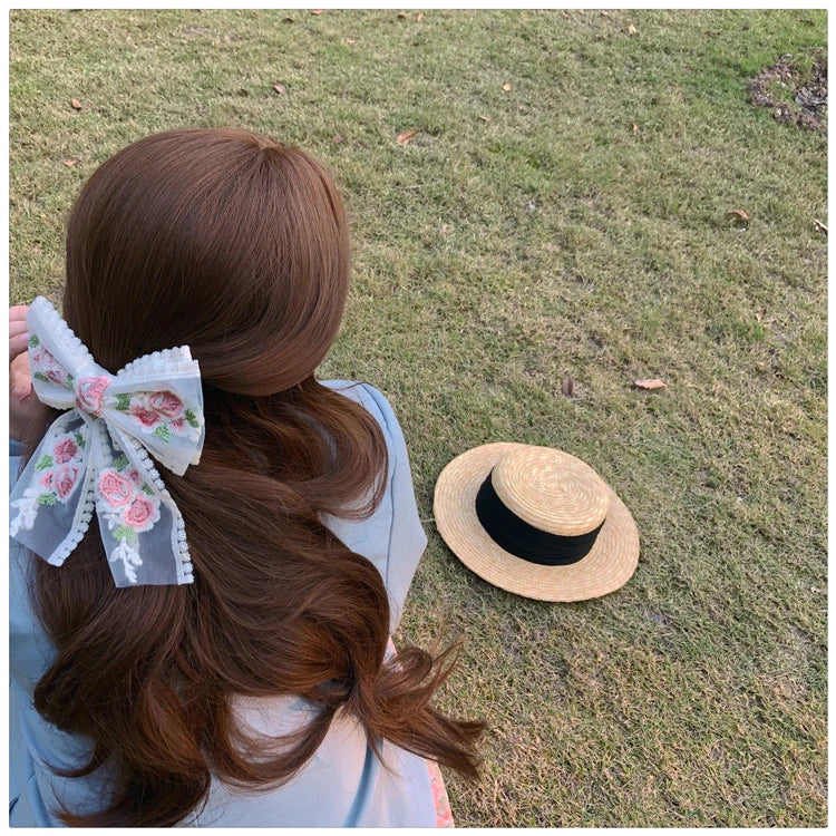 Embroidered Lace Hair Bow.