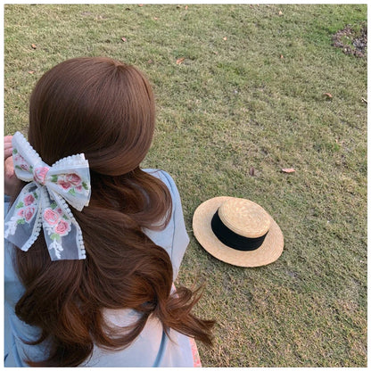 Embroidered Lace Hair Bow.