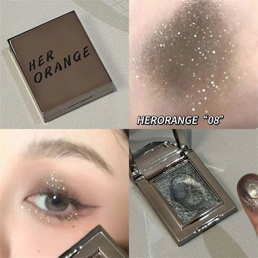 Metallic Glitter Eyeshadow Cream Sparkling Mousse Shimmer Highlighter Pressed Pigments Punk Purple Pearlescent Eyeshadow Palette