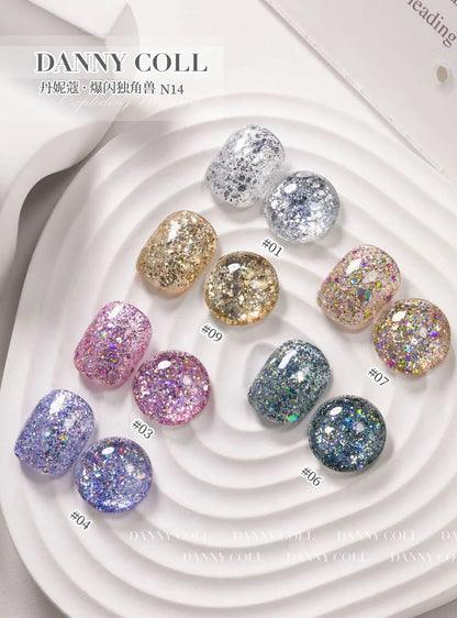Starlight 12 Colors Sparkling Glitter Gel Nail Polish Set With Color Card 15ML Sequins Nail Gel Semi-Permanent UV LED Varnishes