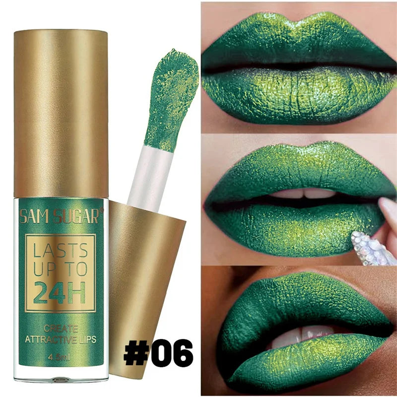 6 Colors Waterproof Nude Pink Glitter Lipstick Makeup Long Lasting Velve Red Sexy Shimmer Lipsticks Cosmetics Beauty