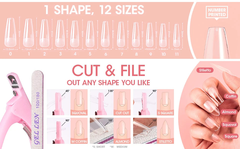 8 Colors Gel Nail Polish Kit with 36W UV Light Nail Dryer 504Pcs Coffin Fake Fails Tips and Glue Prep Top Base Coat Manicure Kit
