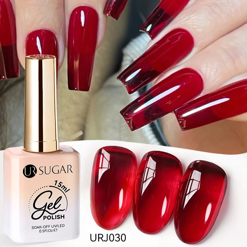 UR SUGAR 15ml Jelly Milky White Translucent Color Gel Polish Semi Permanent UV Gel Nail Art Soak Off Gel Varnish Latest Fashion